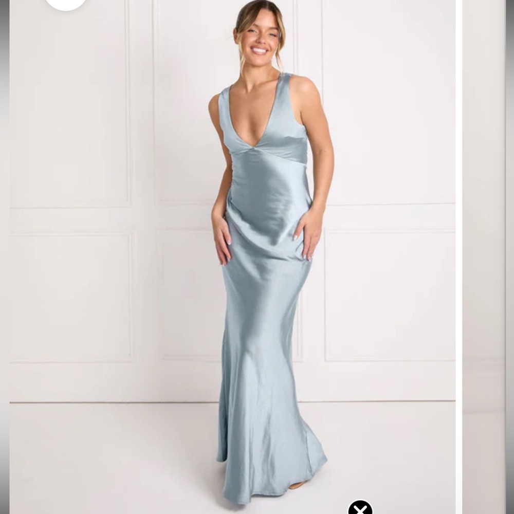 Six Stories Dusty Blue Twist Back Dress - Size US 8